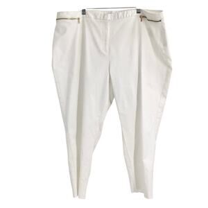 Calvin Klein White Tapered Leg Ankle Pants Gold Zippers Women's Size 24W